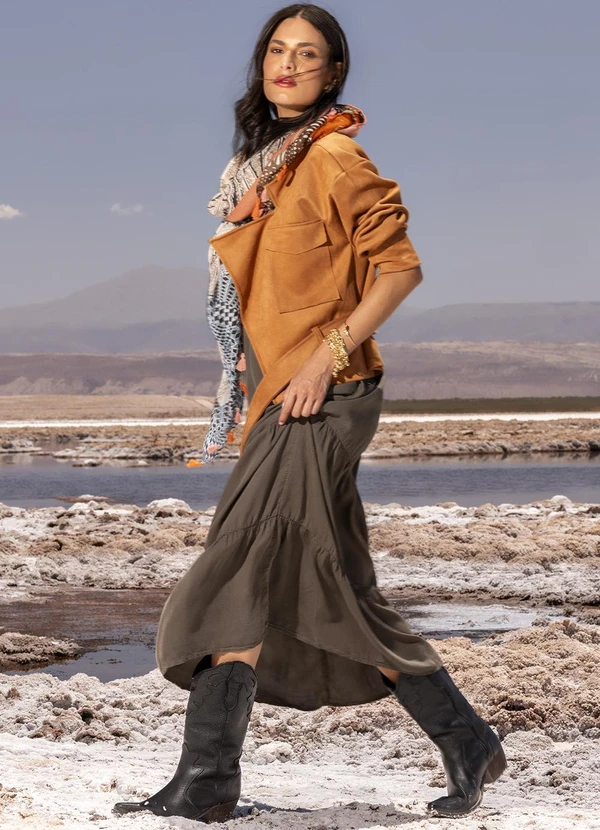 Quintess - Vestido Verde Oliva em Tecido de Liocel 7