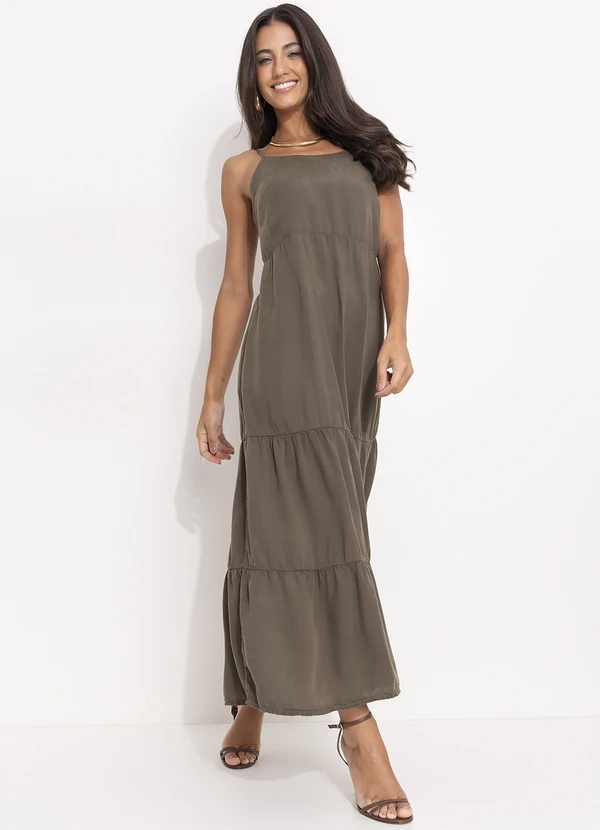 Quintess - Vestido Verde Oliva em Tecido de Liocel 9