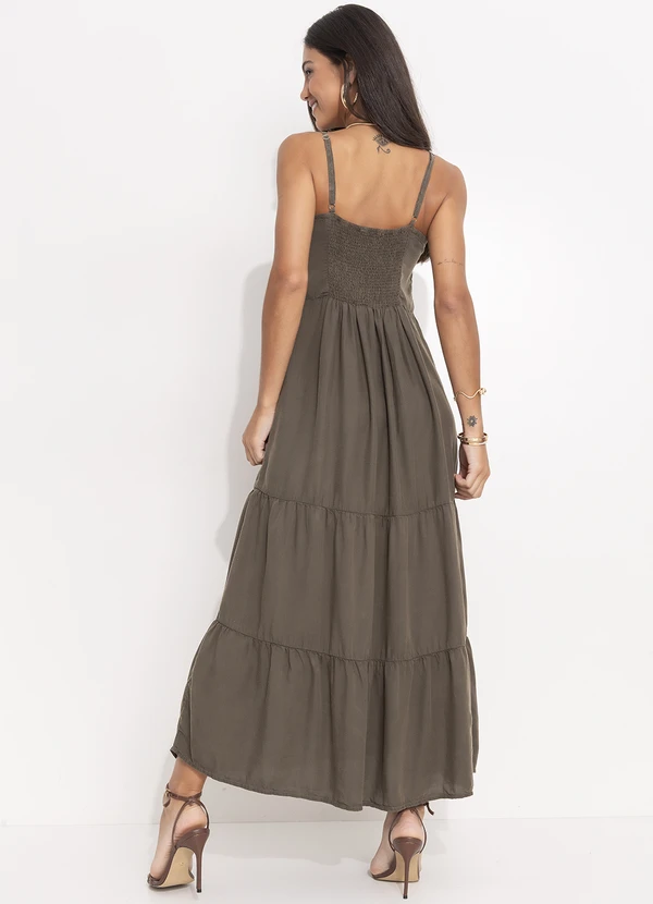 Quintess - Vestido Verde Oliva em Tecido de Liocel 10