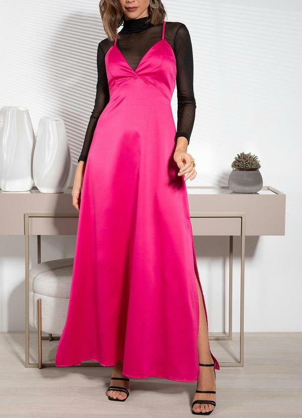 Quintess - Slip Dress Pink em Tecido Plano Acetinado 6