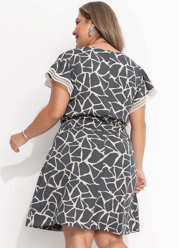 Quintess - Vestido Abstrato Bicolor em Malha de Viscose 10