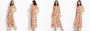 Vestido Abstrato Caramelo em Malha de Viscolycra