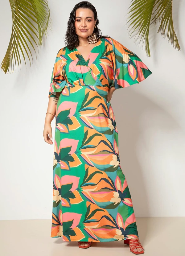 Quintess - Vestido Abstrato Colorido em Malha Fria 4