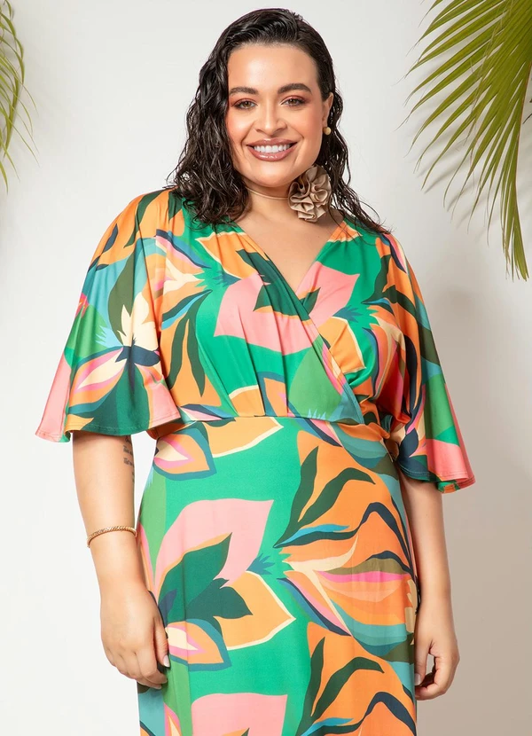 Quintess - Vestido Abstrato Colorido em Malha Fria 6