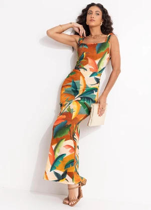 Farm - Vestido Alça Torcida Mata Atlântica Bege - FARM