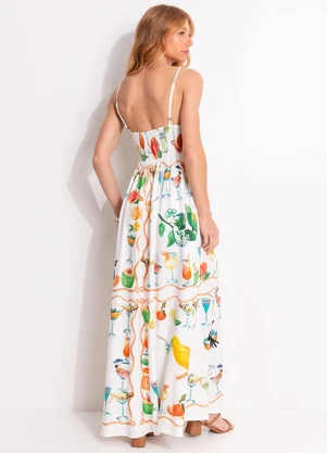 Farm - Vestido Alcinha Coquetel Lenço Off White - FARM