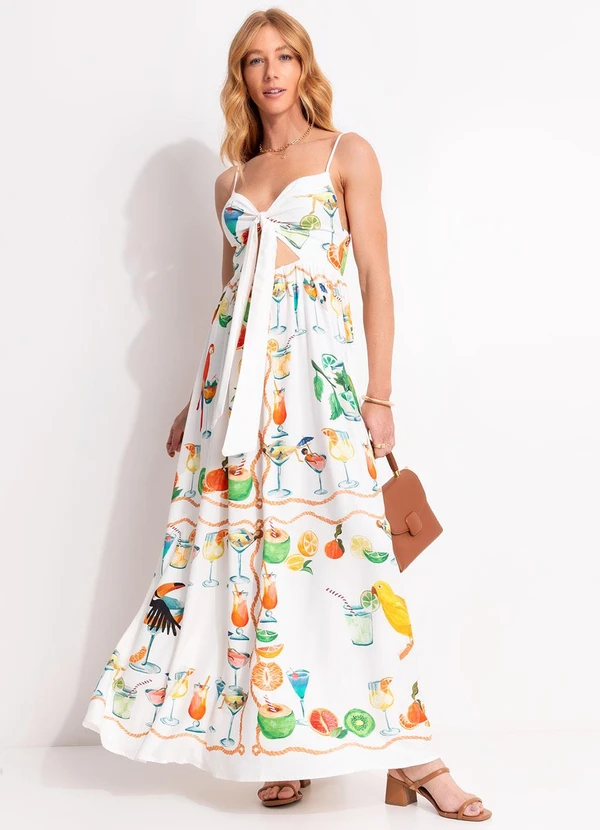 Farm - Vestido Alcinha Coquetel Lenço Off White 3