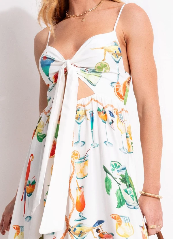 Farm - Vestido Alcinha Coquetel Lenço Off White 5