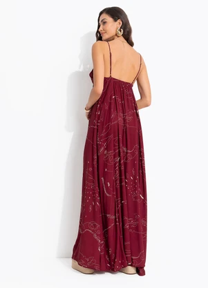 Cantão - Vestido Alcinha Estampado Desrazão Vermelho - CANTÃO