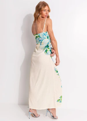Farm - Vestido Alcinha Lírio Tropical Bege - FARM