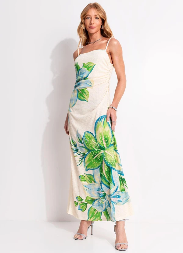 Farm - Vestido Alcinha Lírio Tropical Bege