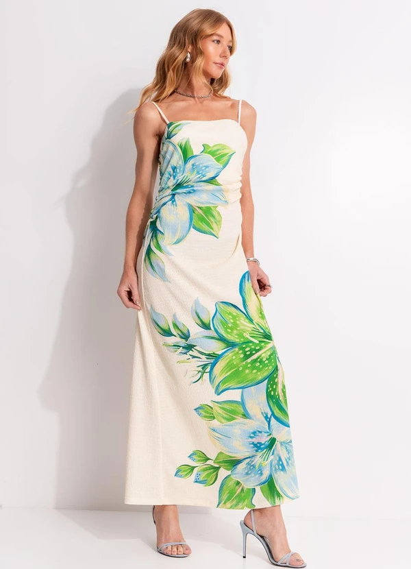 Farm - Vestido Alcinha Lírio Tropical Bege 3