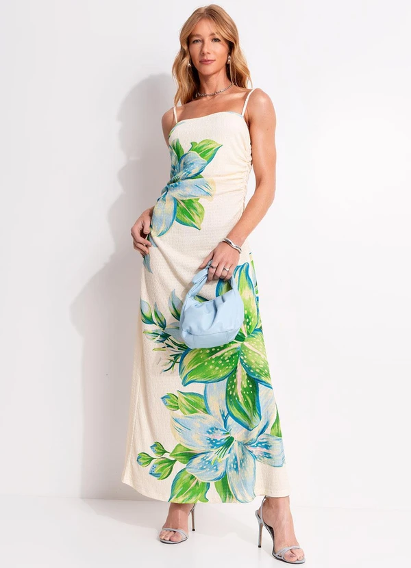 Farm - Vestido Alcinha Lírio Tropical Bege 5