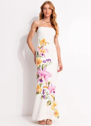 Farm - Vestido Alcinha Orquidário Off White - FARM