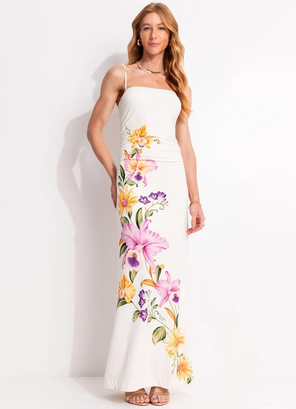 Farm - Vestido Alcinha Orquidário Off White