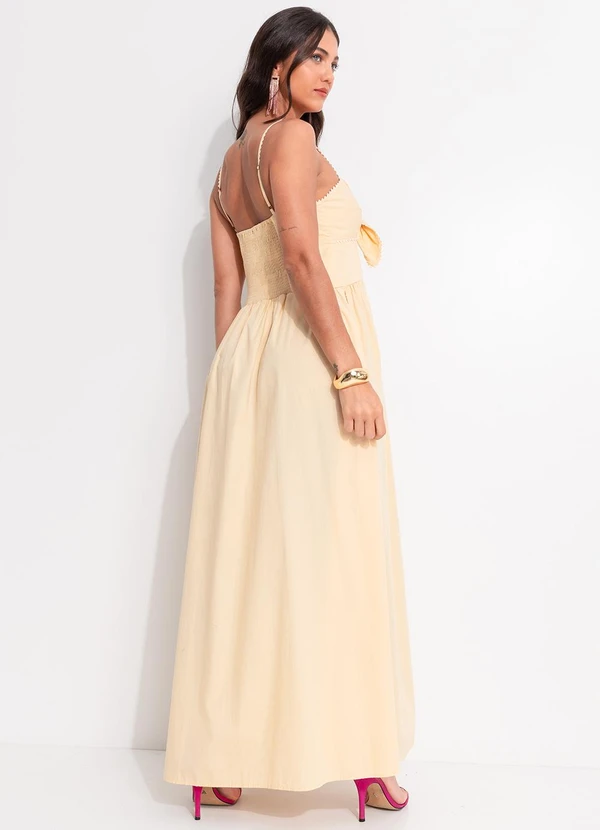 Farm - Vestido Alcinhas Amarração Frente Amarelo 2