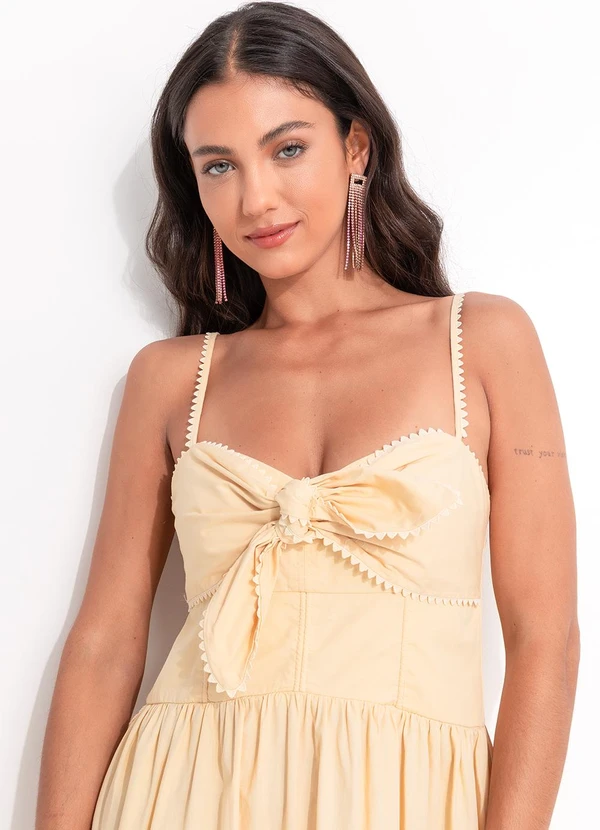 Farm - Vestido Alcinhas Amarração Frente Amarelo 3