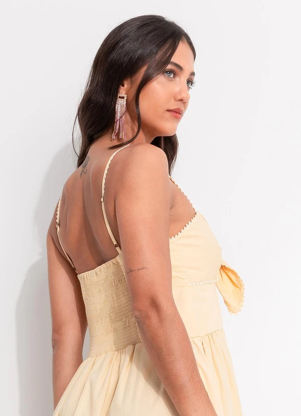 Farm - Vestido Alcinhas Amarração Frente Amarelo 4