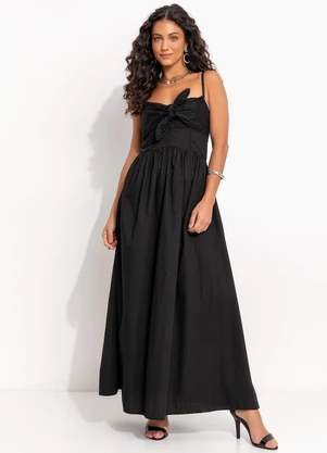 Farm - Vestido Alcinhas Amarração Frente Preto - FARM