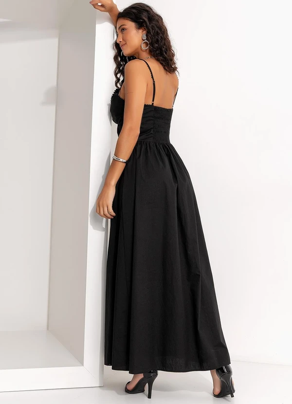 Farm - Vestido Alcinhas Amarração Frente Preto 2