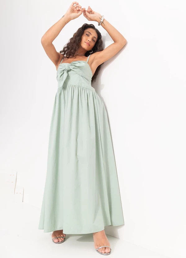Farm - Vestido Alcinhas Amarração Frente Verde