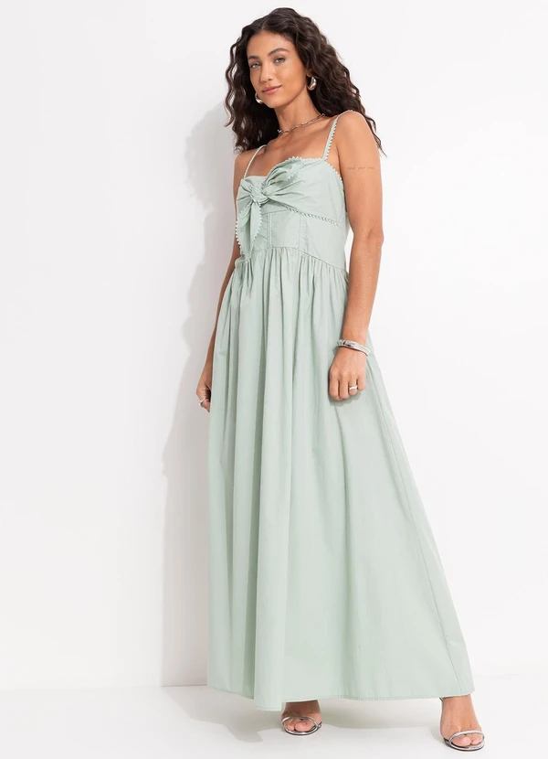 Farm - Vestido Alcinhas Amarração Frente Verde 3