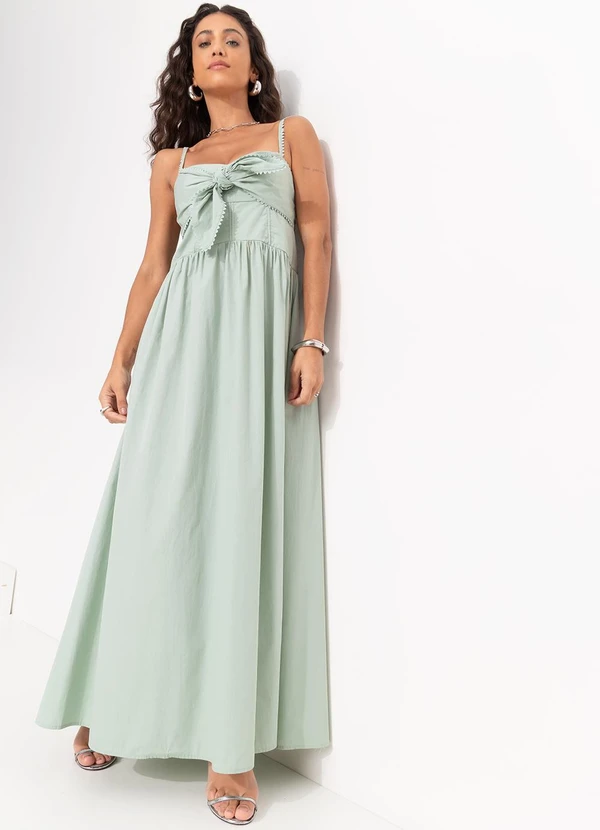 Farm - Vestido Alcinhas Amarração Frente Verde 4
