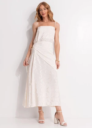 Farm - Vestido Alcinhas Jacquard Bege - FARM