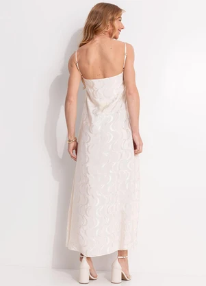 Farm - Vestido Alcinhas Jacquard Bege - FARM