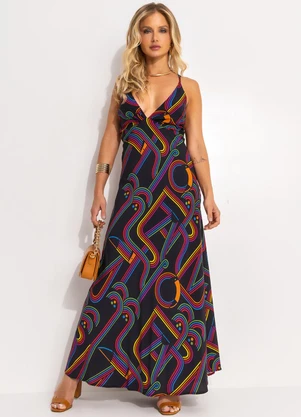 Farm - Vestido Alcinhas Logo Tuca Preto - FARM