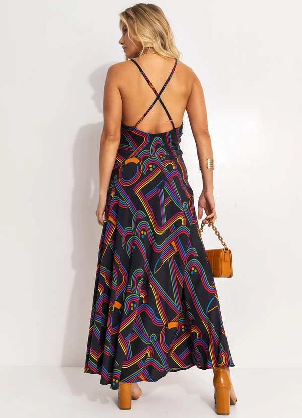 Farm - Vestido Alcinhas Logo Tuca Preto 8