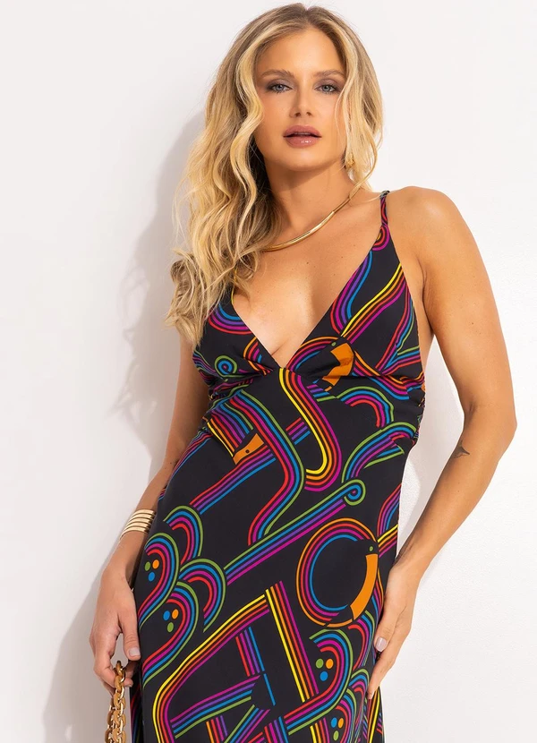 Farm - Vestido Alcinhas Logo Tuca Preto 7