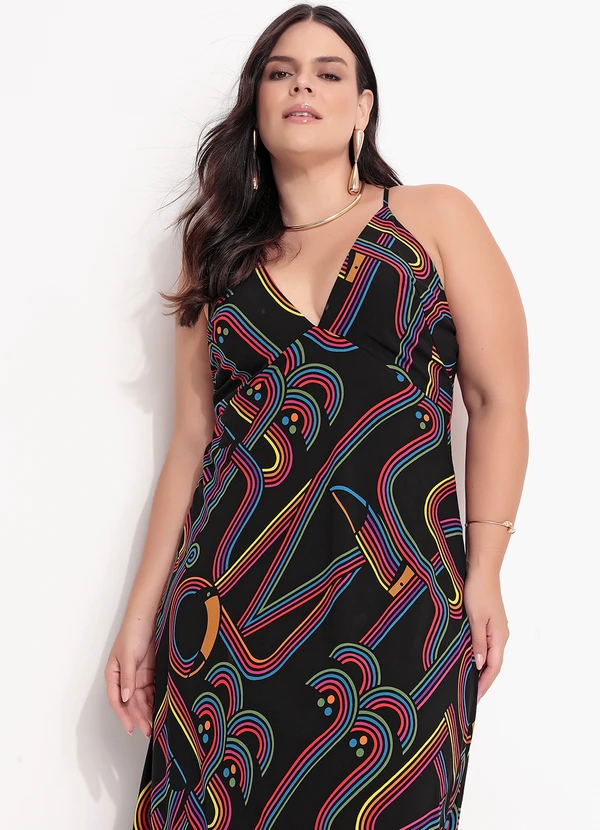 Farm - Vestido Alcinhas Logo Tuca Preto 2