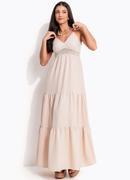 Vestido Alongado Bege em Air Flow
