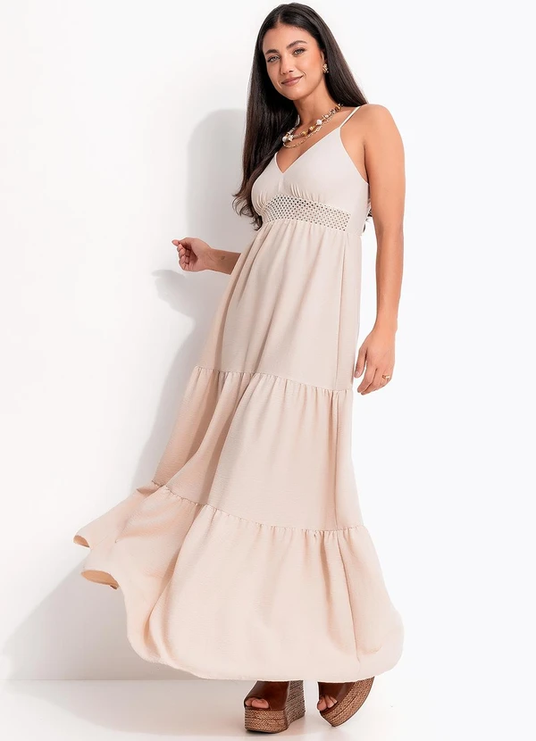 Quintess - Vestido Alongado Bege em Air Flow 3