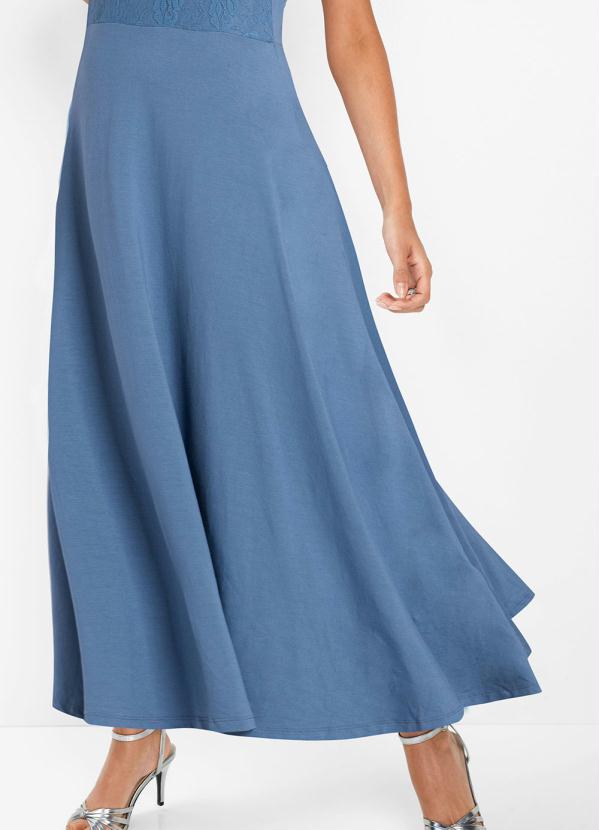 Queima Estoque - Vestido Alongado com Renda Azul 3