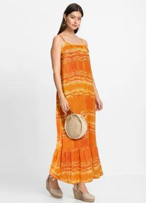 bonprix - Vestido Alongado Laranja e Branco - BONPRIX