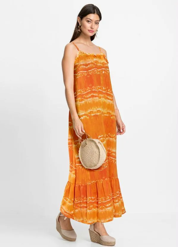 bonprix - Vestido Alongado Laranja e Branco