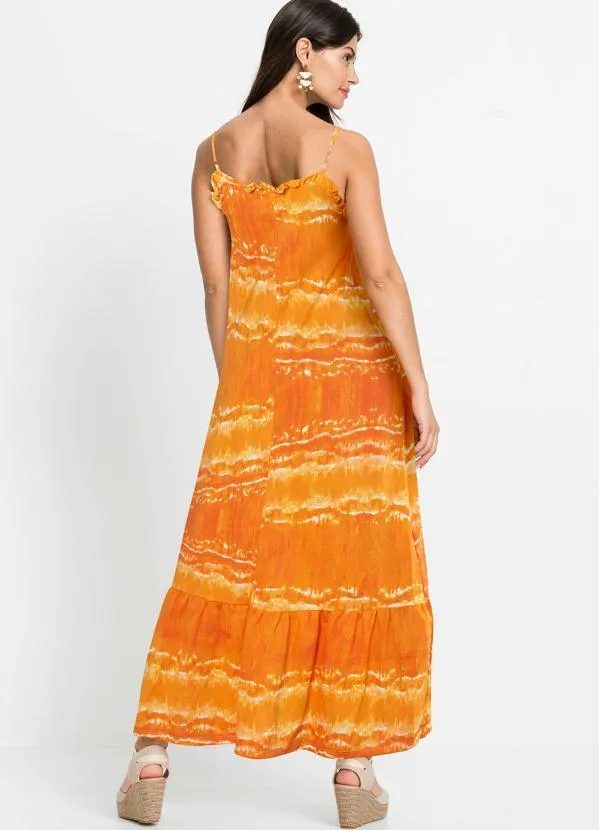 bonprix - Vestido Alongado Laranja e Branco 2