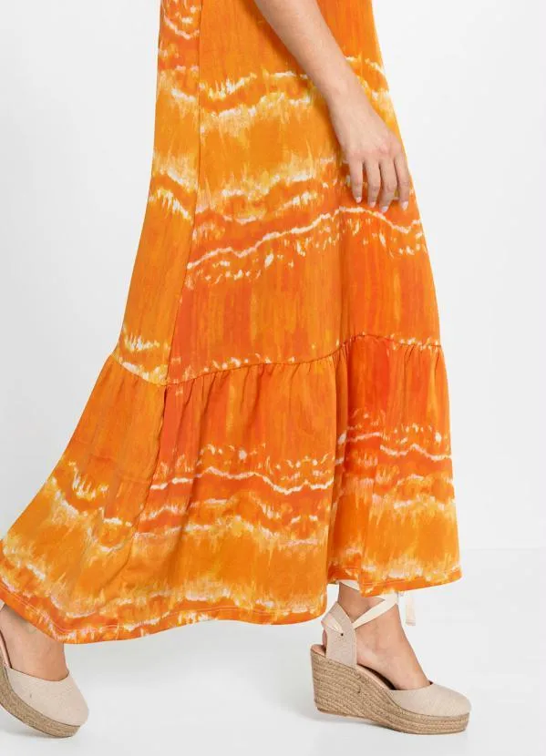 bonprix - Vestido Alongado Laranja e Branco 4