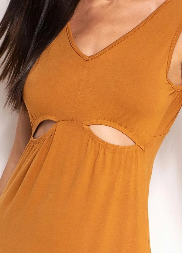 Queima Estoque - Vestido Alongado Mostarda 2