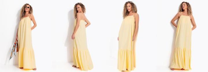 Vestido Amarelo em Viscose Plana