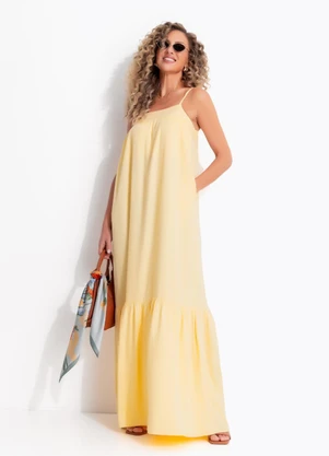 Quintess - Vestido Amarelo em Viscose Plana - QUINTESS