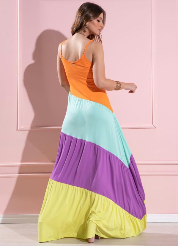 Quintess - Vestido Amplo Multicores Lima com Recortes 2