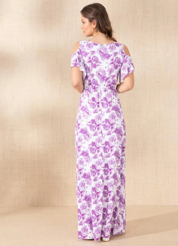 Quintess - Vestido Animal Print Abstrato com Ombro Vazado 2