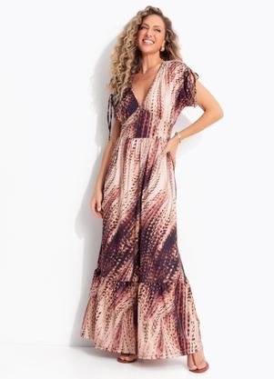 Vestido (Animal Print Cervo) em Malha Fria