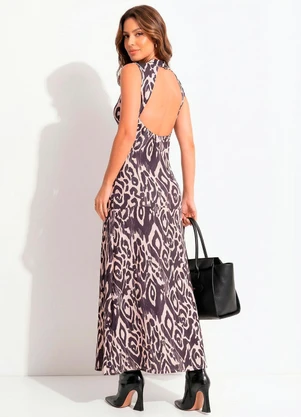 Quintess - Vestido Animal Print em Malha Fria - QUINTESS