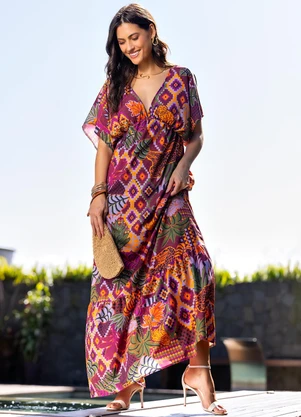 Quintess - Vestido Animal Print em Tecido Plano de Poliéste - QUINTESS