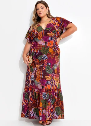 Quintess - Vestido Animal Print em Tecido Plano de Poliéste - QUINTESS