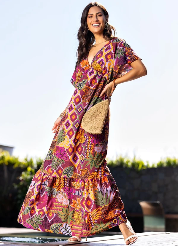 Quintess - Vestido Animal Print em Tecido Plano de Poliéste 3